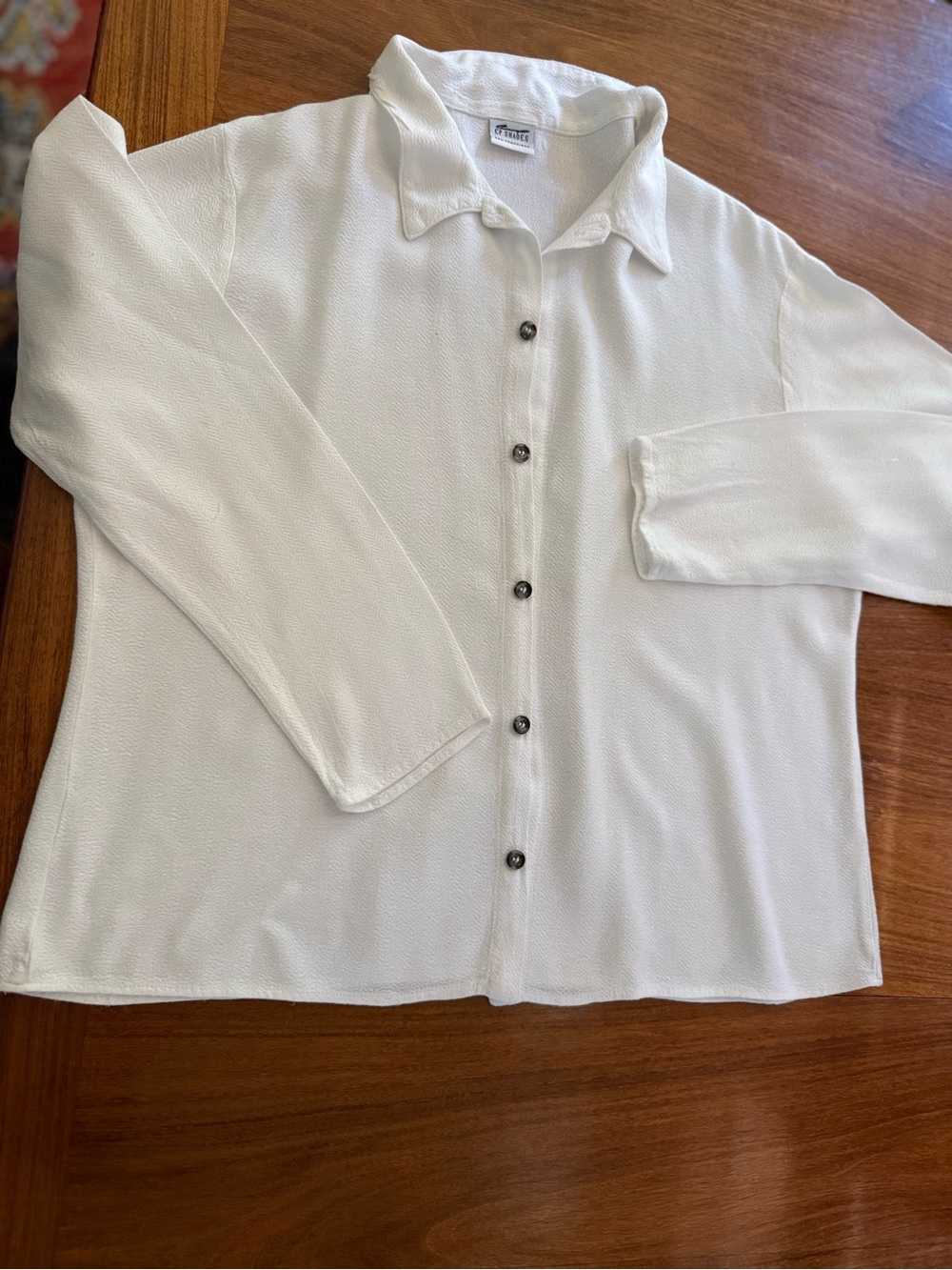 CP Shades White Long-Sleeve Button Front Blouse